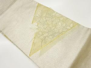 相良・金駒刺繍松皮菱に草模様名古屋帯